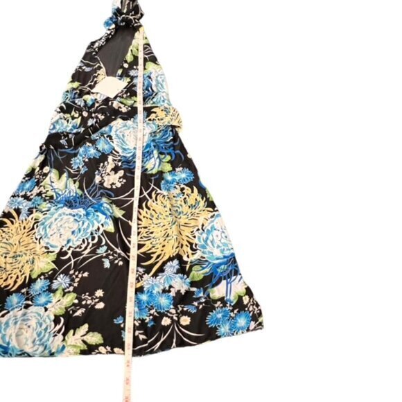 Tropical Tie Halter Mini Dress Blues Whites Backless Med / Lar NWT Stretch Beach - Picture 10 of 14